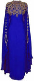 SALE !! Moroccan Islamic Royal Blue Kaftan Beach Fancy Modern Floor Length Bell Sleeve For Women Dress