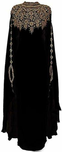SALE !! Moroccan Islamic Black Kaftan Beach Fancy Modern Floor Length Bell Sleeve For Women Dress