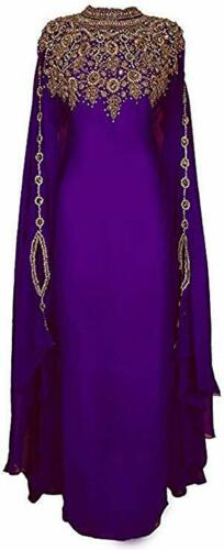 SALE !! Moroccan Islamic Purple Kaftan Beach Fancy Modern Floor Length Bell Sleeve For Women Dress