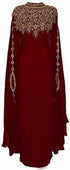 SALE !! Moroccan Islamic Maroon Kaftan Beach Fancy Modern Floor Length Bell Sleeve For Women Dress