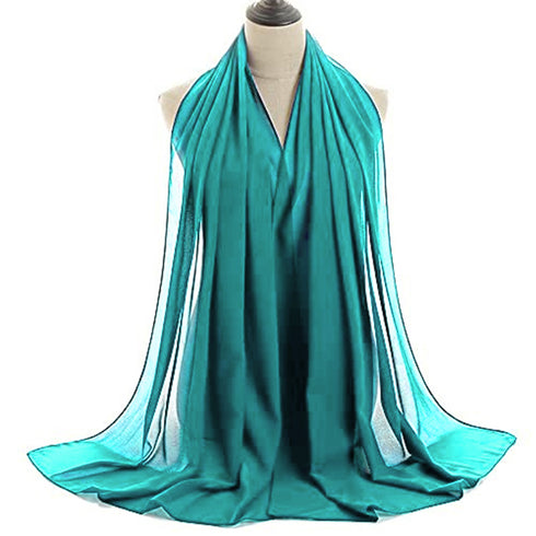 Sea-green embroidered georgette islamic kaftan With Sun-proof hijab.