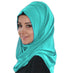 Sea-green embroidered georgette islamic kaftan With Sun-proof hijab.