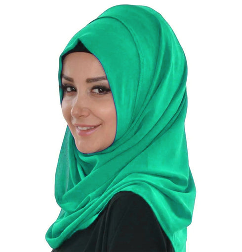 Sea-Green embroidered georgette Islamic kaftans with hijab