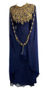 Navy Blue Georgette Zari Embroidered Kaftan for Women