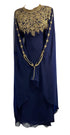Navy Blue Georgette Zari Embroidered Kaftan for Women