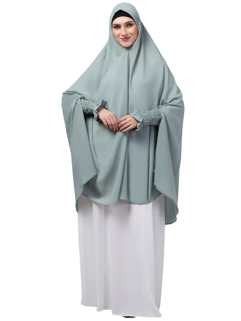 Nazneen stretchable smoking at wrist knee length Jilbab cum prayer khimar Hijab