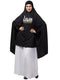 janab e aala stretchable jilbab hijab - printed calligraphy, black full sleeve, knee length