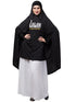 janab e aala stretchable jilbab hijab - printed calligraphy, black full sleeve, knee length