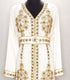 Elegant White and Gold Georgette Hand-Embroidered Moroccan Kaftan